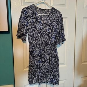 Zara Women's Blue and White Dress